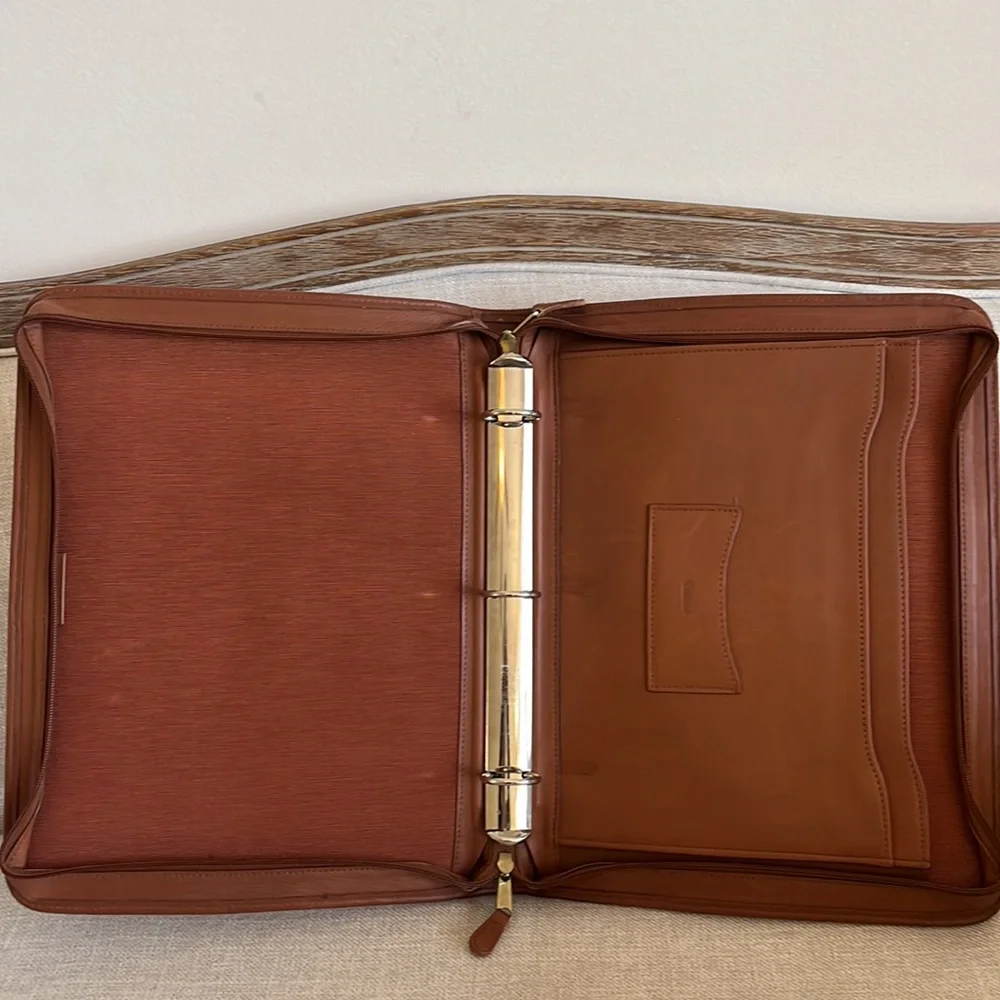 Coach Vintage Brown Leather Large Three Ring Binder Zip Top Handle Folio - Picture 12 of 16